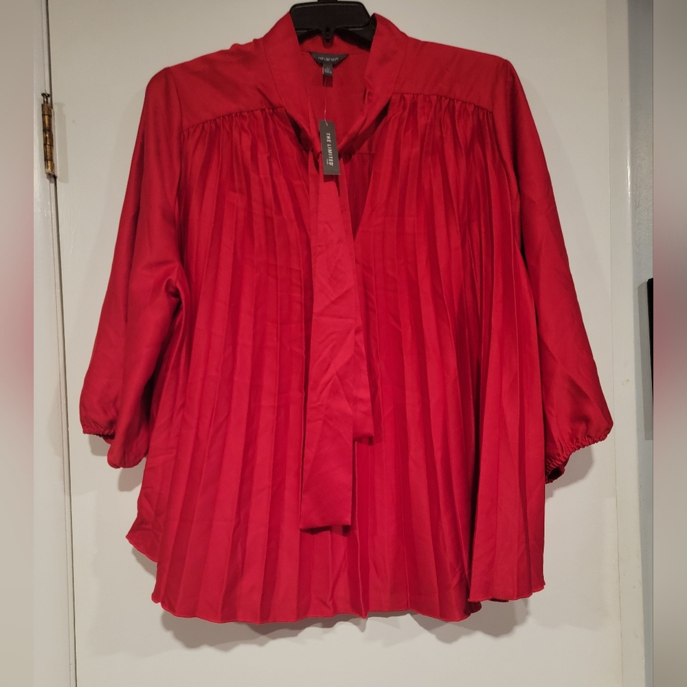 The Limited Vibrant Red Pleated Blouse